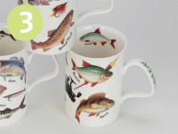 Porzellan Teebecher / Kaffeebecher Roy Kirkham Lancaster -Fishing-