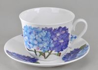 Roy Kirkham Jumbotasse mit Unterteller -Hortensie-