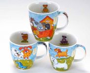 Dunoon Becher Nevis -Crackle Dogs- Bone China Porzellan
