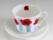 Roy Kirkham Porzellan-Jumbotasse -Poppyfield- Mohnblumen mit Unterteller