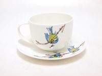 Roy Kirkham Jumbotasse Birds Blue Tilt Blaumeise inkl. Untertasse