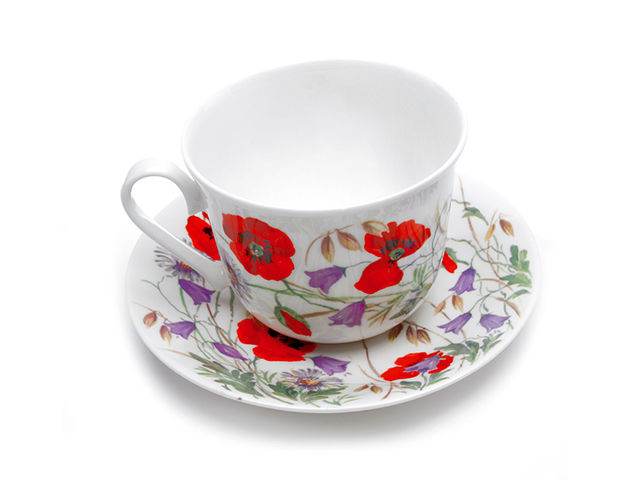 Roy Kirkham Jumbotasse English Meadow Mohnblumen inkl Untertasse große Tasse
