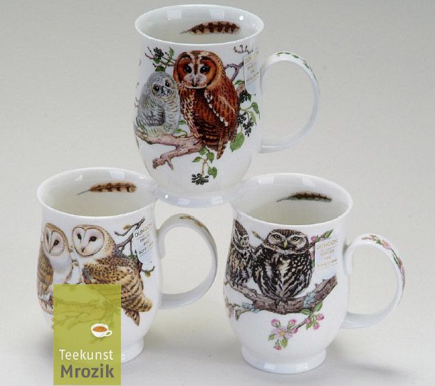 Porzellan Teebecher Kaffeebecher Dunoon Suffolk Owls Eulen Teekunst 
